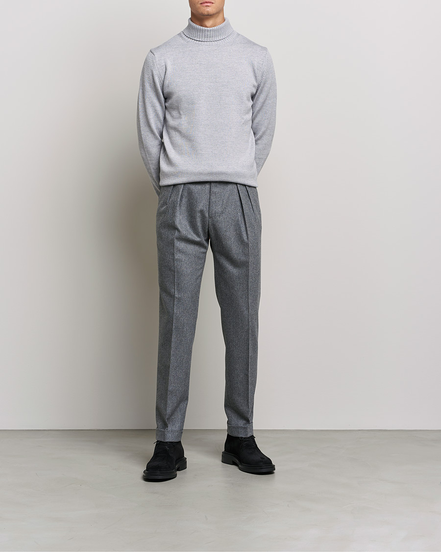 Herr | Tröjor | Stenströms | Chunky Merino Rollneck Light Grey