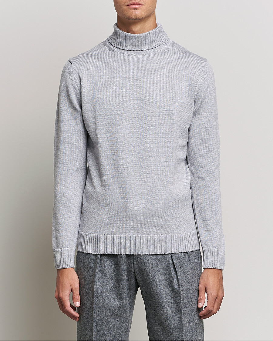 Herr | Tröjor | Stenströms | Chunky Merino Rollneck Light Grey