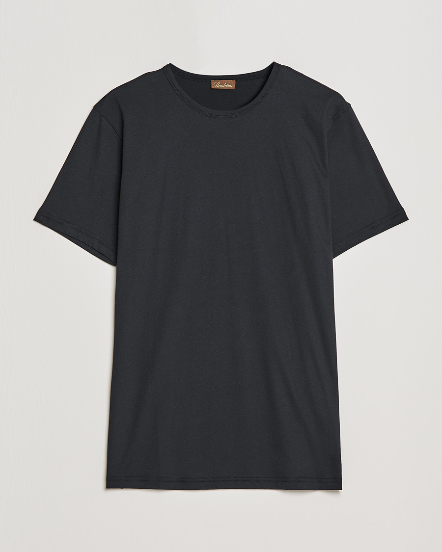 Herr | T-Shirts | Stenströms | Solid Cotton T-Shirt Black