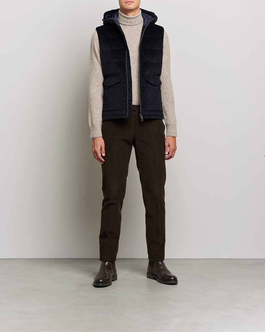 Herr | Jackor | Stenströms | Hooded Corduroy Vest Navy