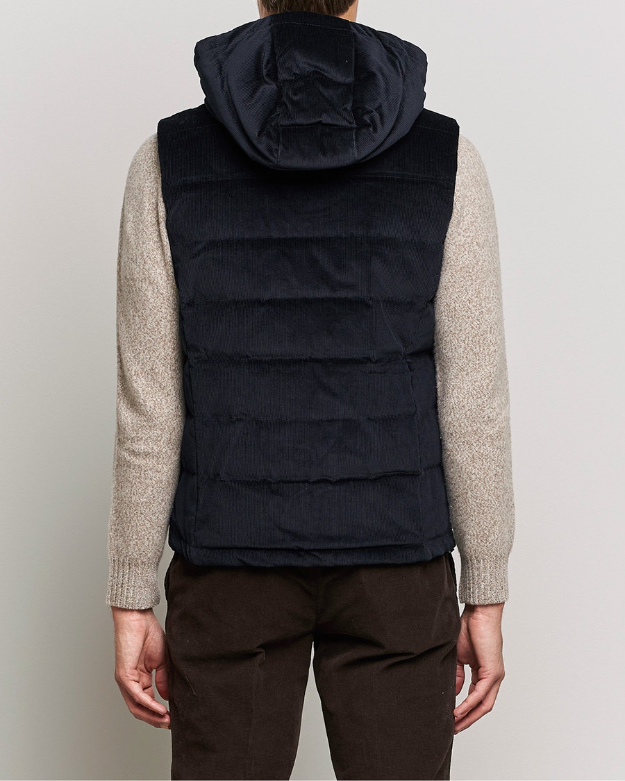Herr | Jackor | Stenströms | Hooded Corduroy Vest Navy