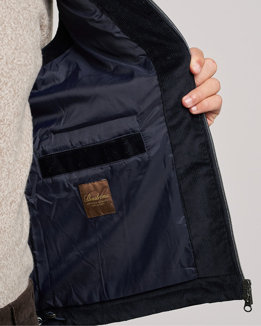 Herr | Jackor | Stenströms | Hooded Corduroy Vest Navy