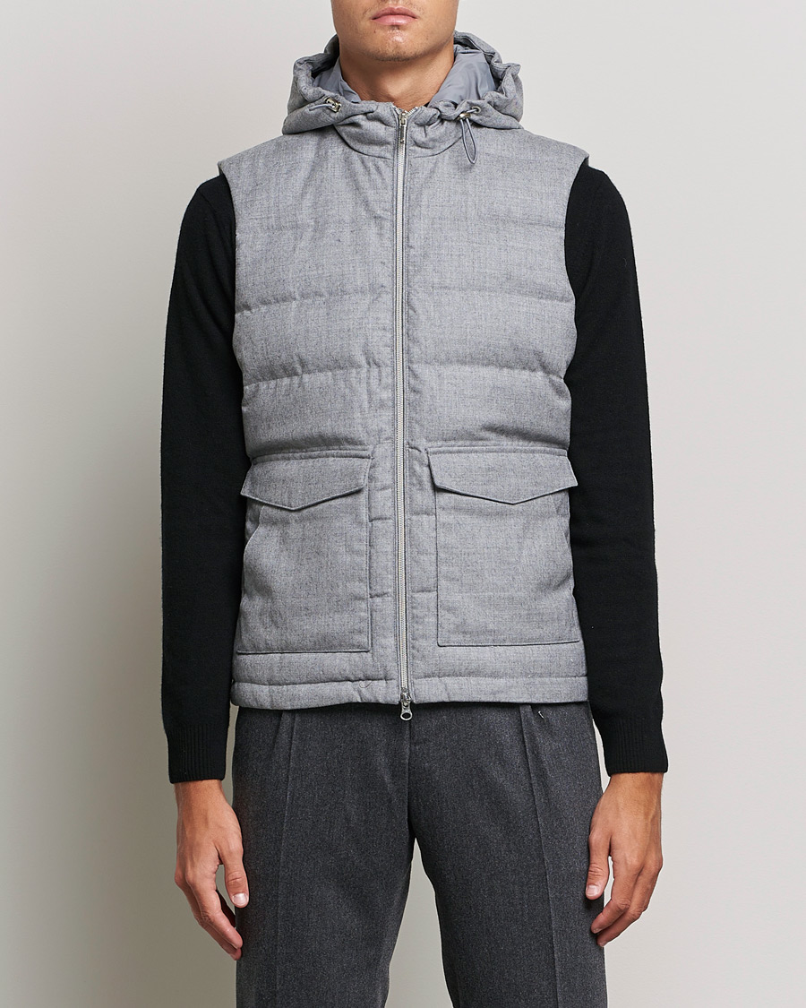 Herr | Jackor | Stenströms | Hooded Flannel Vest Grey