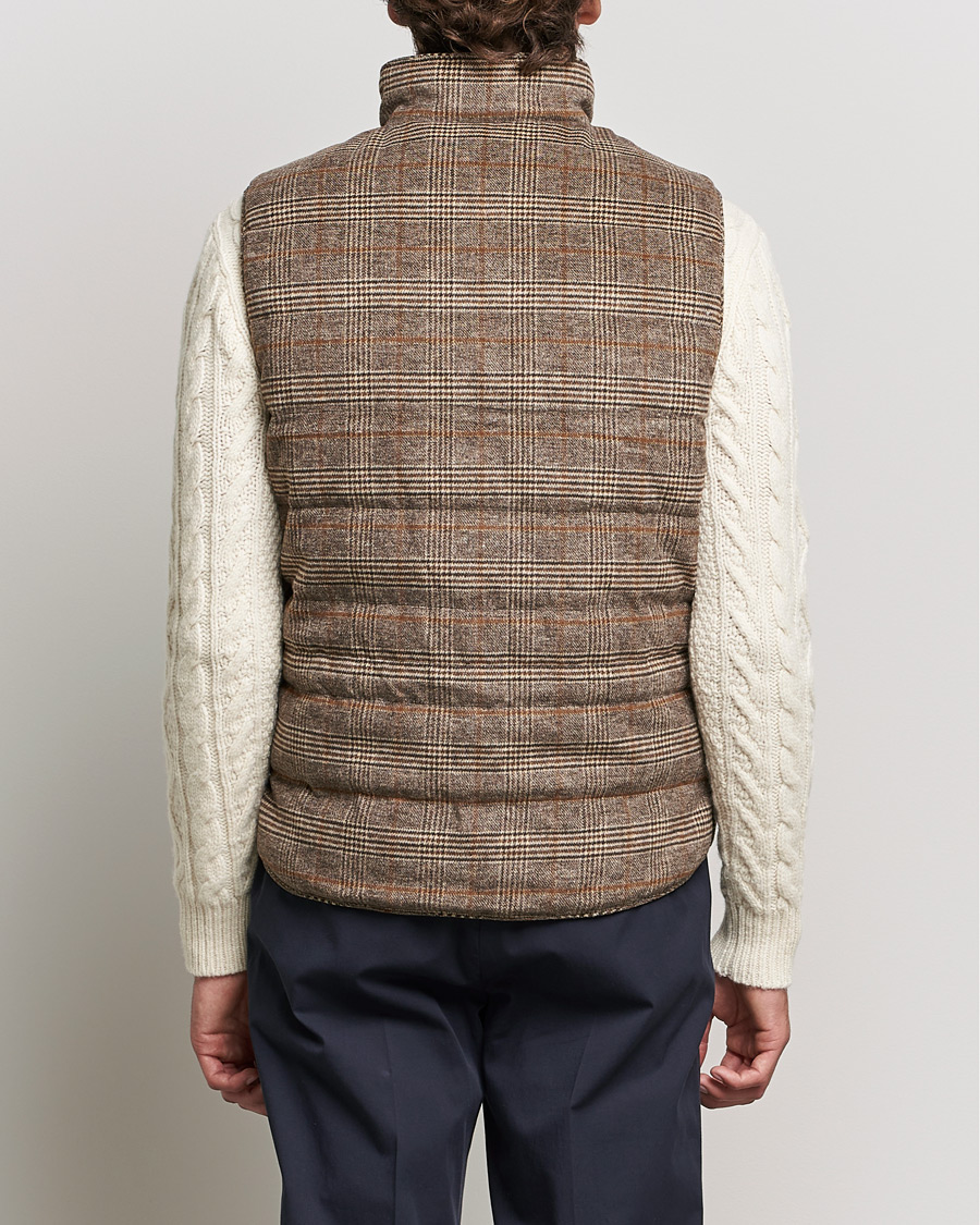Herr | Jackor | Stenströms | Glencheck Padded Wool Vest Brown