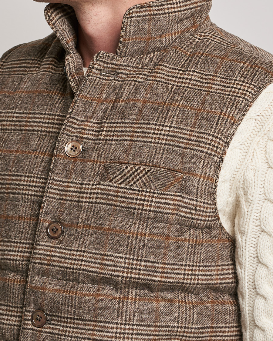Herr | Jackor | Stenströms | Glencheck Padded Wool Vest Brown