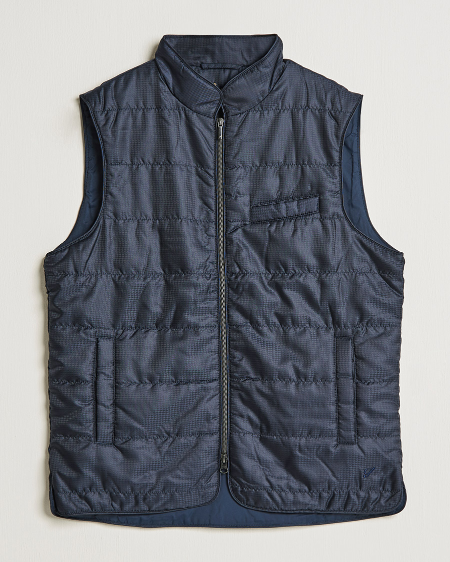 Herr | Jackor | Stenströms | Houndstooth Padded Nylon Vest Navy