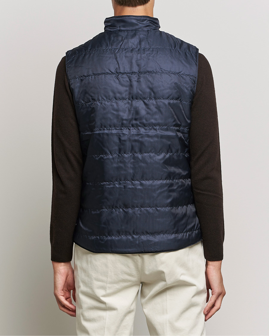 Herr | Jackor | Stenströms | Houndstooth Padded Nylon Vest Navy