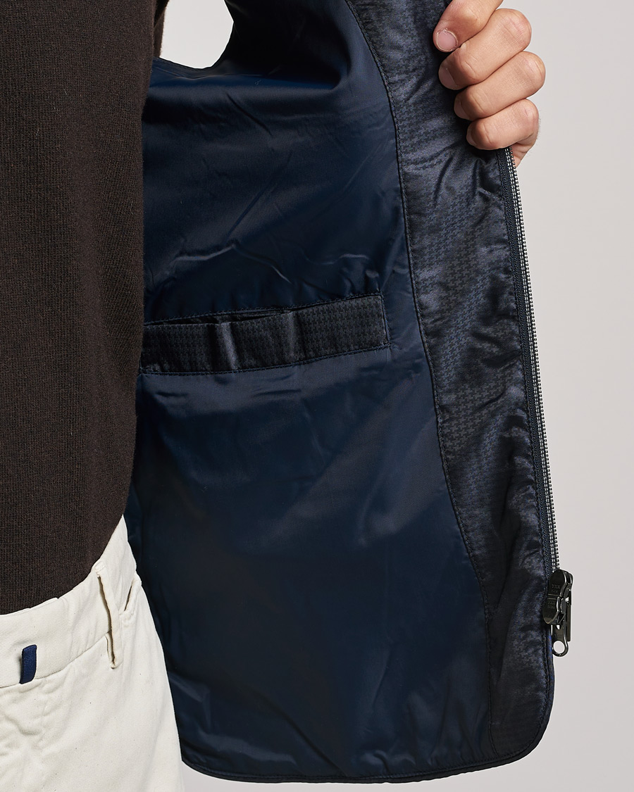 Herr | Jackor | Stenströms | Houndstooth Padded Nylon Vest Navy