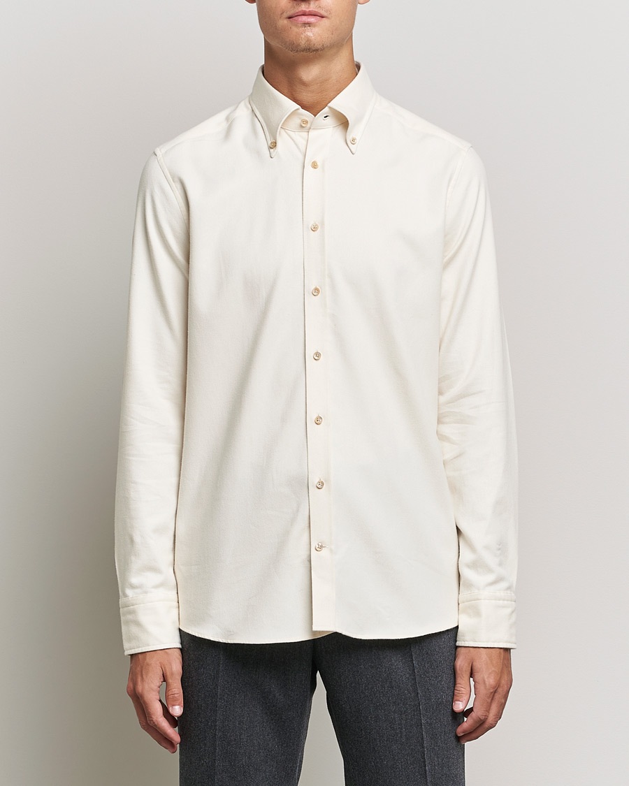 Herr | Flanellskjortor | Stenströms | Slimline Flannel Shirt Off White