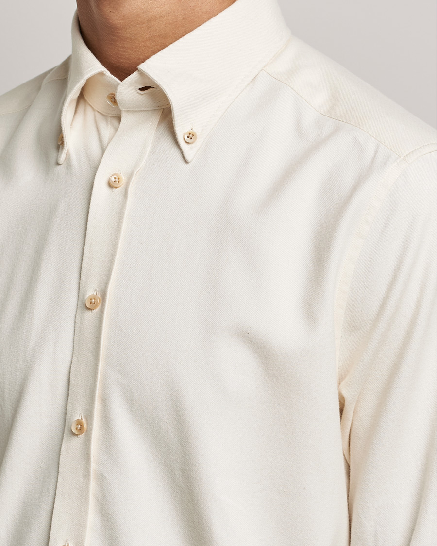 Herr | Skjortor | Stenströms | Slimline Flannel Shirt Off White