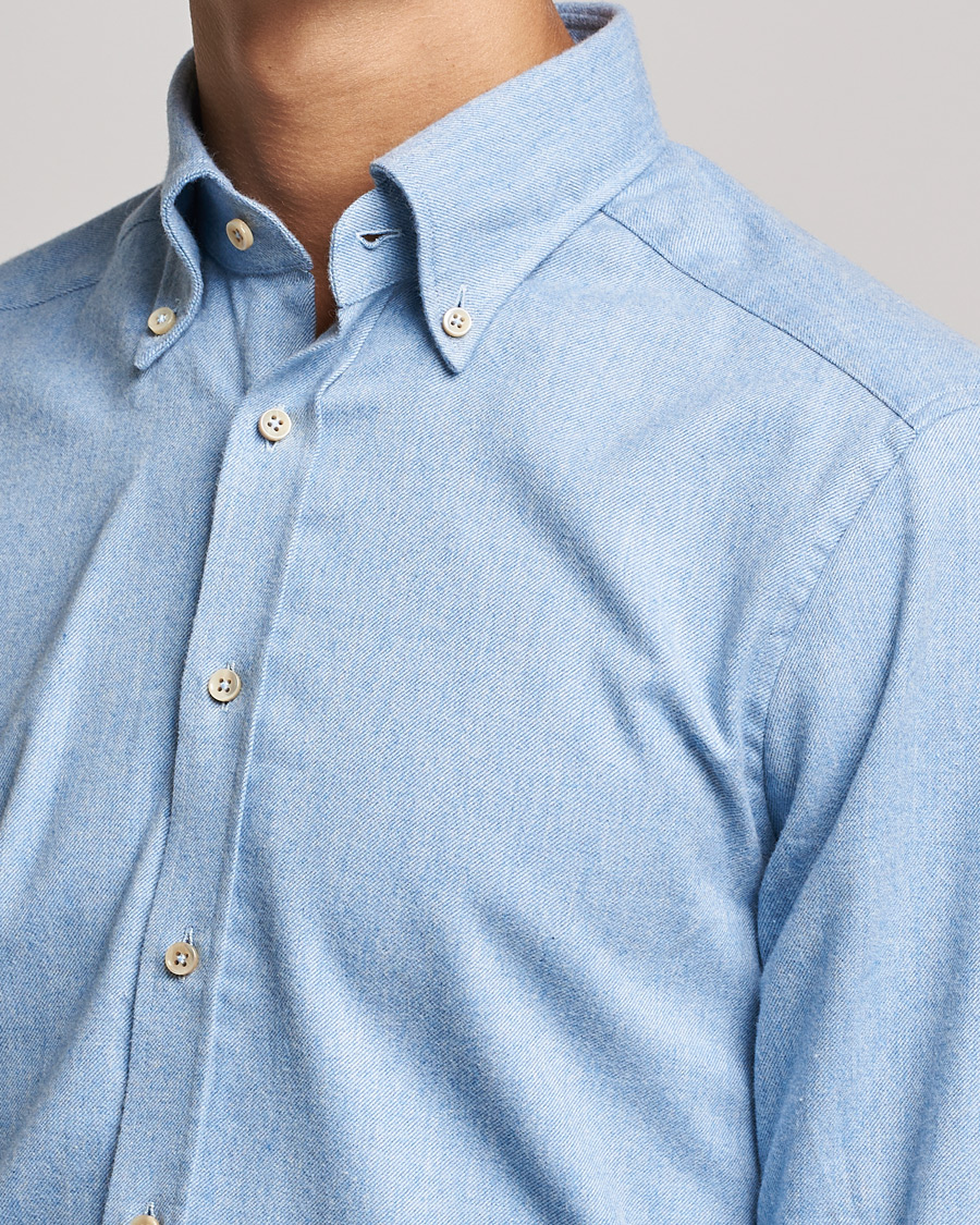 Herr | Skjortor | Stenströms | Slimline Flannel Shirt Light Blue