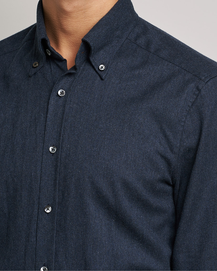 Herr | Skjortor | Stenströms | Slimline Flannel Shirt Navy