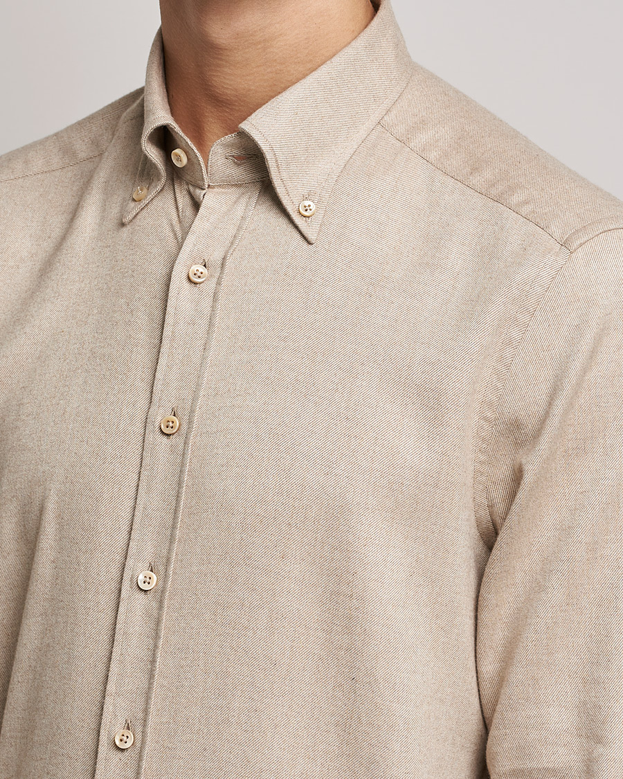 Herr | Skjortor | Stenströms | Slimline Flannel Shirt Beige
