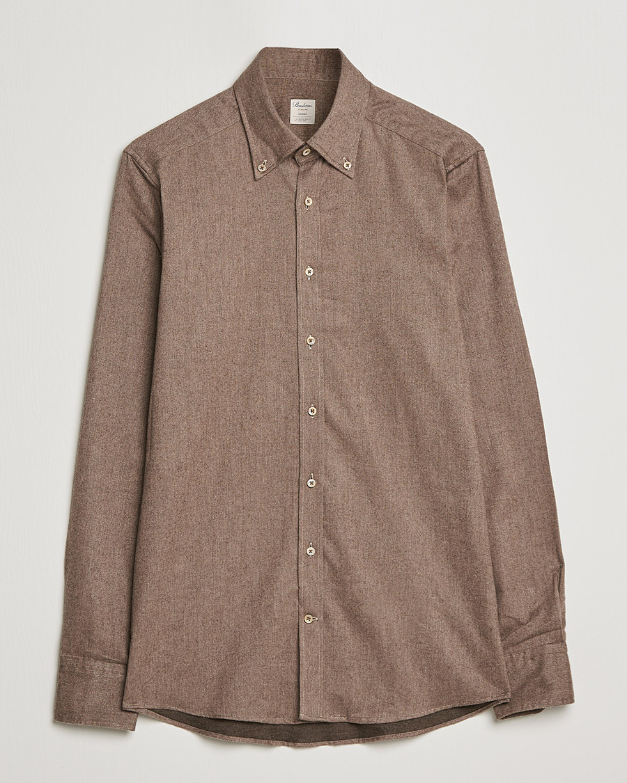 Herr | Skjortor | Stenströms | Slimline Flannel Shirt Brown