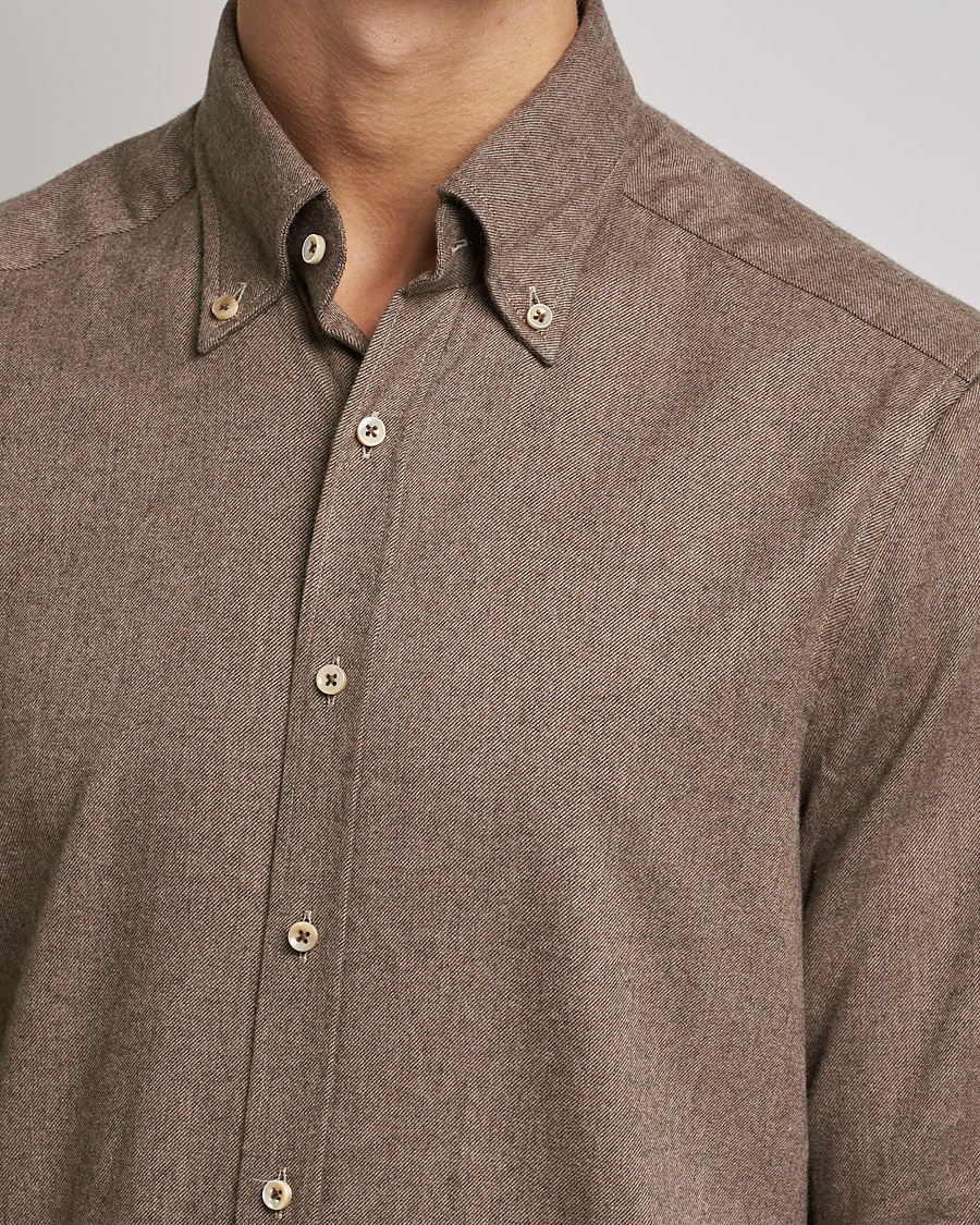 Herr | Skjortor | Stenströms | Slimline Flannel Shirt Brown