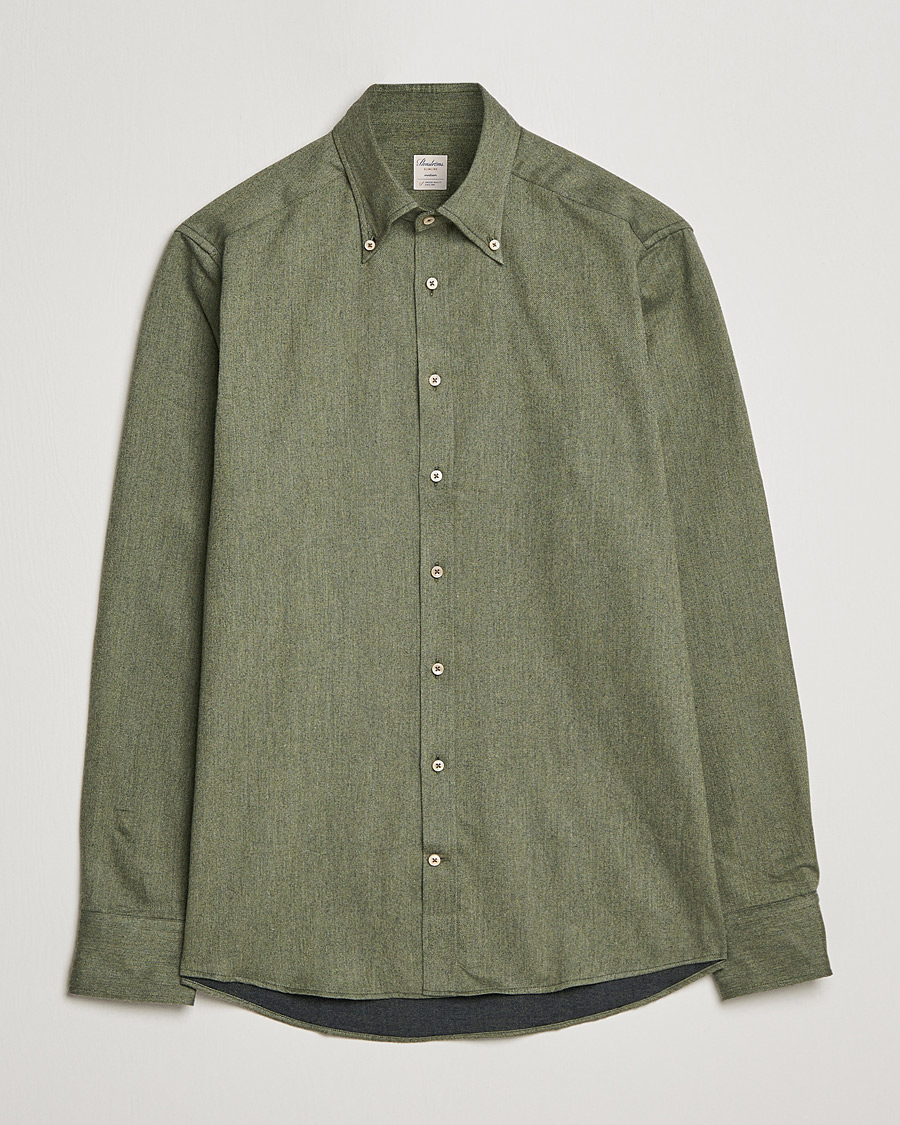 Herr | Skjortor | Stenströms | Slimline Flannel Shirt Dark Green