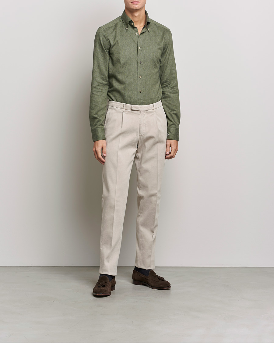 Herr | Flanellskjortor | Stenströms | Slimline Flannel Shirt Green
