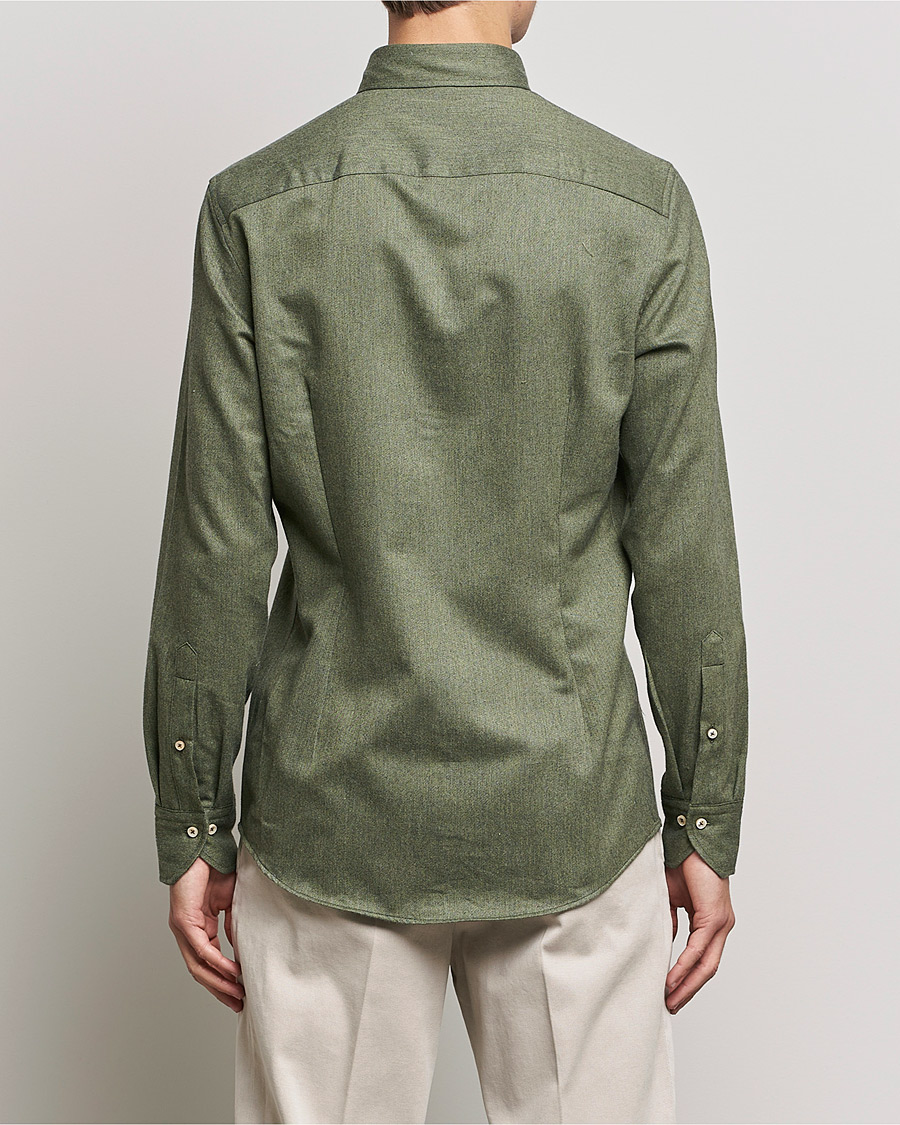 Herr | Skjortor | Stenströms | Slimline Flannel Shirt Dark Green