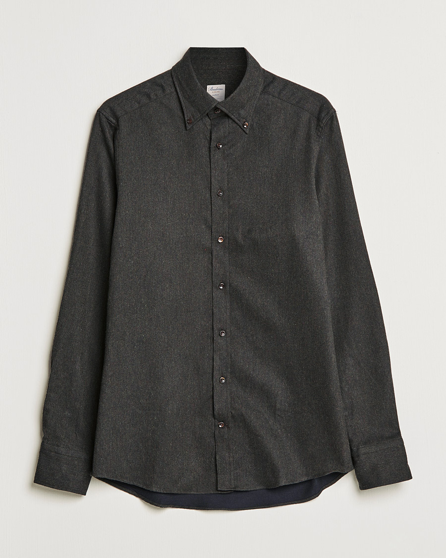Herr | Skjortor | Stenströms | Slimline Flannel Shirt Dark Green