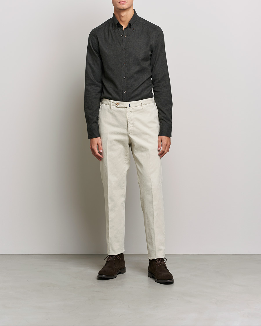 Herr | Skjortor | Stenströms | Slimline Flannel Shirt Dark Green