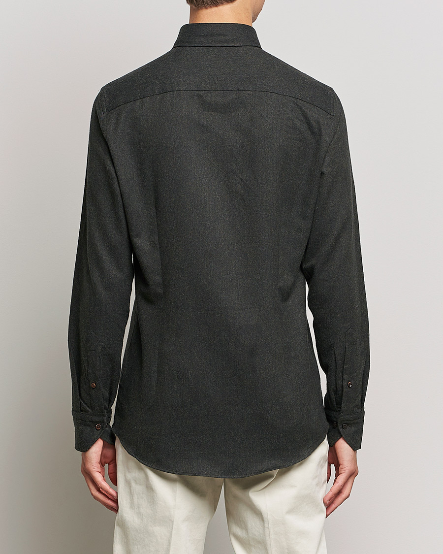 Herr | Skjortor | Stenströms | Slimline Flannel Shirt Dark Green