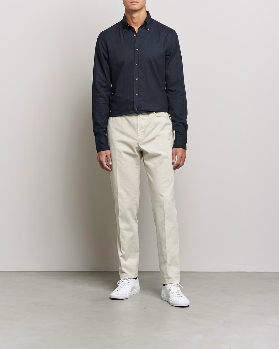 Herr | Skjortor | Stenströms | Slimline Flannel Shirt Black