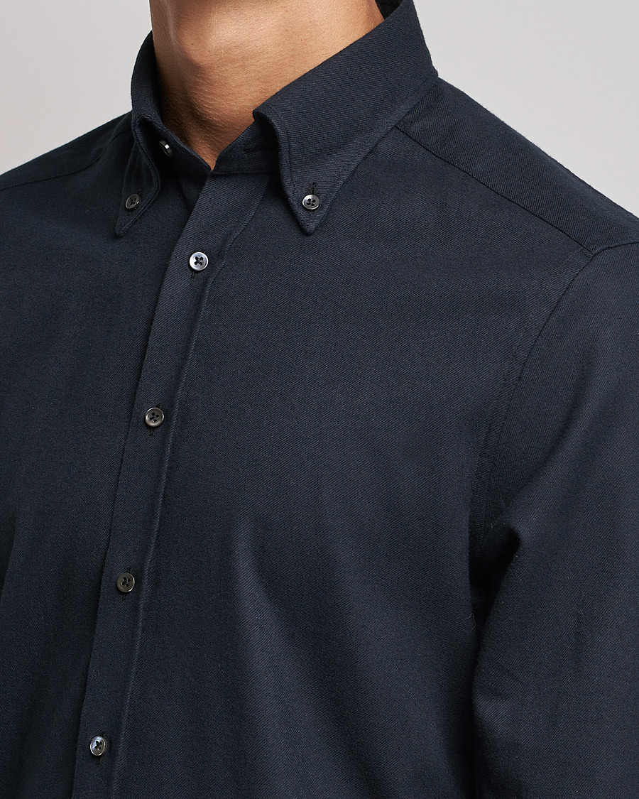Herr | Skjortor | Stenströms | Slimline Flannel Shirt Black