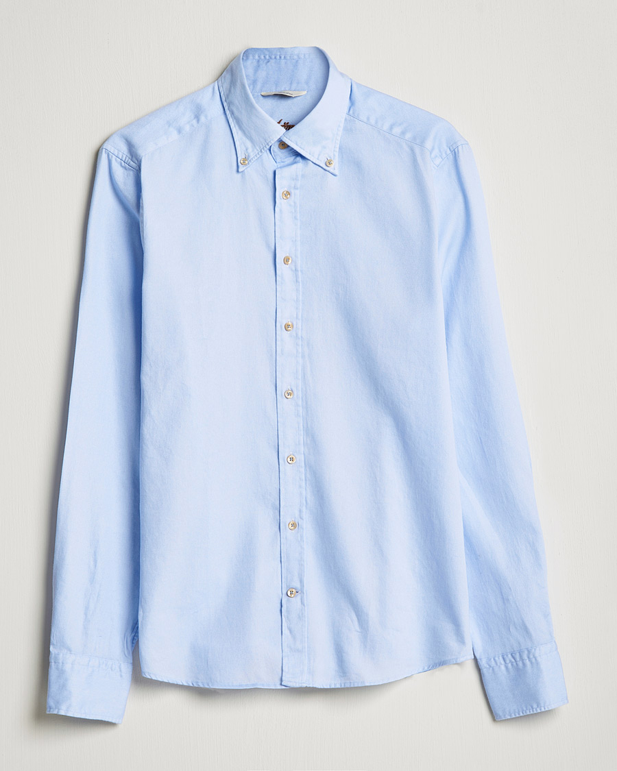 Herr | Skjortor | Stenströms | Slimline Button Down Printed Oxford Shirt Light Blue