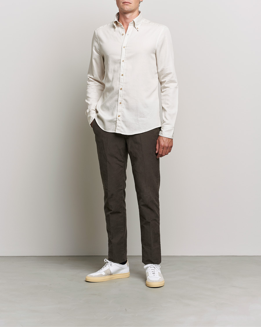 Herr | Oxfordskjortor | Stenströms | Slimline Button Down Printed Oxford Shirt Beige