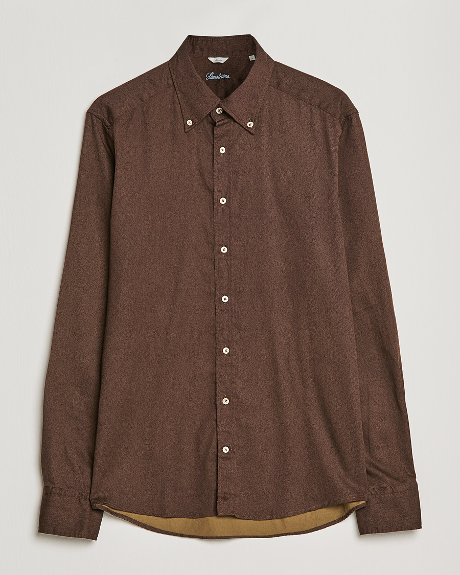 Herr | Skjortor | Stenströms | Slimline Button Down Printed Oxford Shirt Brown