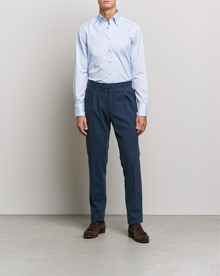 Herr | Skjortor | Stenströms | Slimline Button Down Pinpoint Oxford Shirt Light Blue