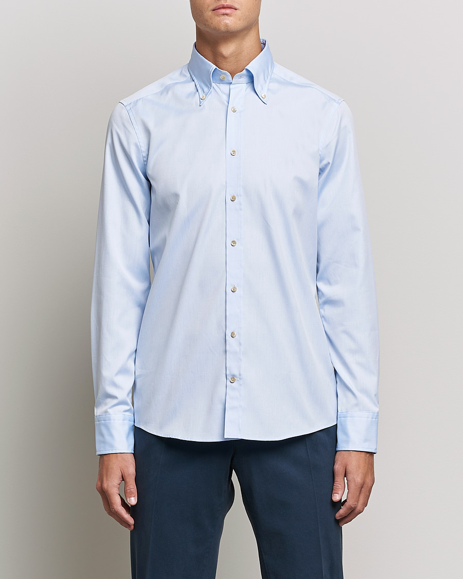 Herr | Skjortor | Stenströms | Slimline Button Down Pinpoint Oxford Shirt Light Blue