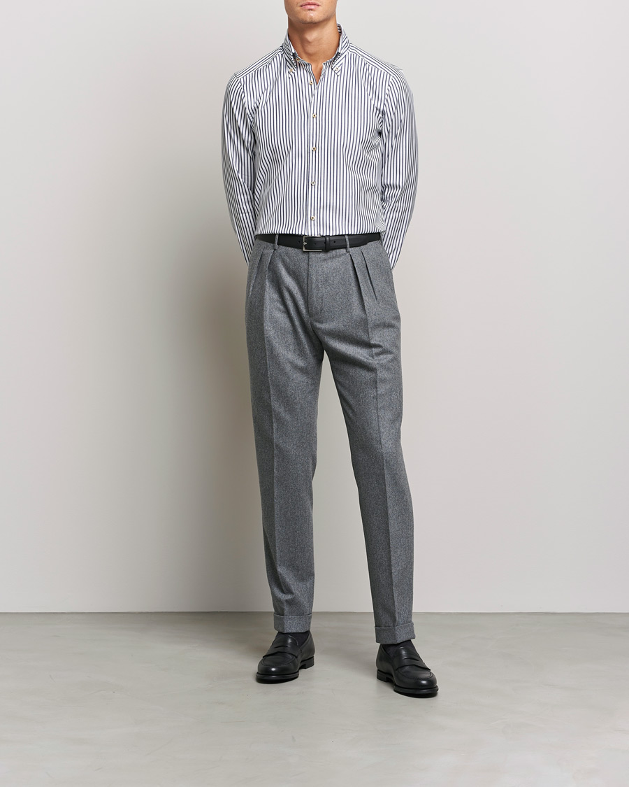 Herr | Oxfordskjortor | Stenströms | Slimline Striped Pinpoint Oxford Shirt Blue