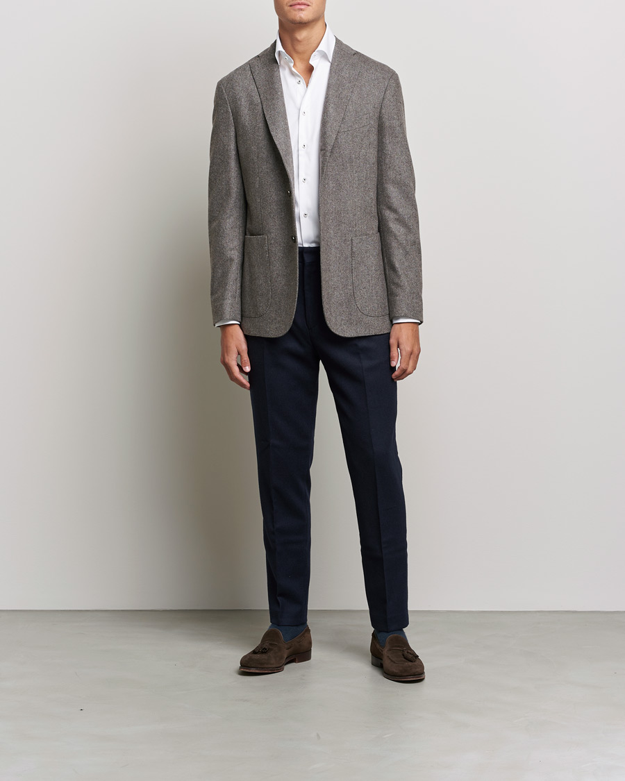 Herr | Skjortor | Stenströms | Slimline Cut Away Contrast Shirt White