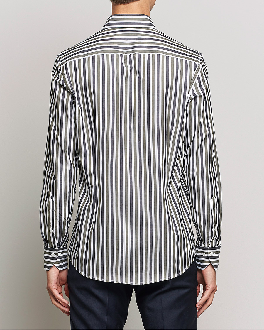 Herr | Skjortor | Stenströms | Slimline Cut Away Wide Striped Shirt Blue/Green