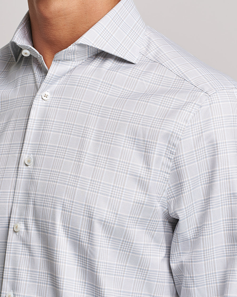 Herr | Skjortor | Stenströms | Slimline Cut Away Checked Shirt Green