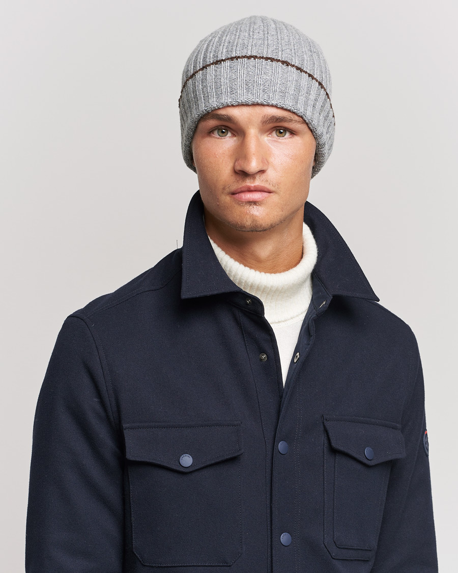 Herr | Stenströms Wool Cashmere Ribbed Beanie Grey | Stenströms | Wool Cashmere Ribbed Beanie Grey