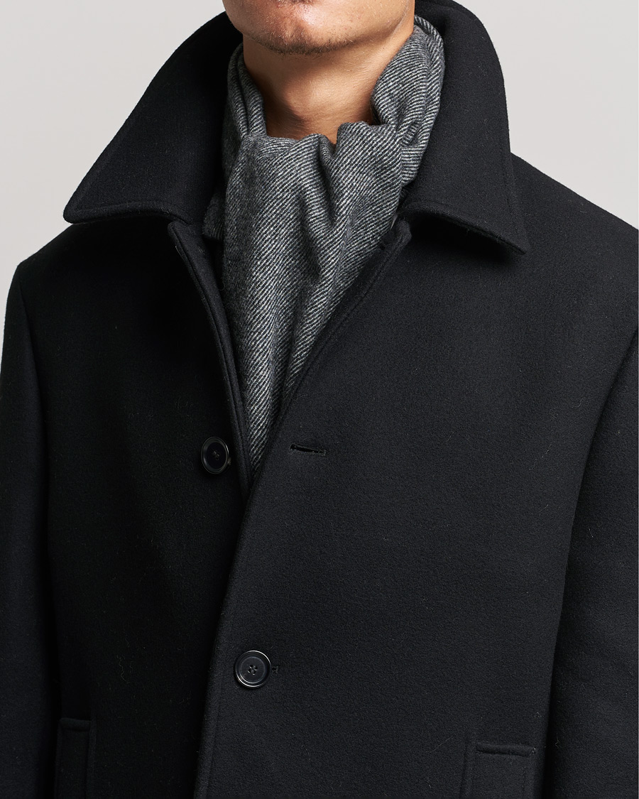 Herr |  | Stenströms | Herringbone Wool Scarf Charcoal Grey