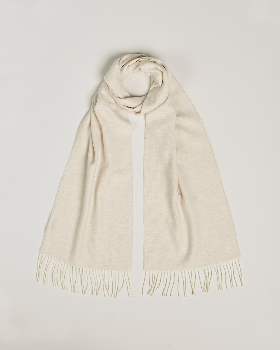 Herr | Stenströms Herringbone Wool Scarf Creme White | Stenströms | Herringbone Wool Scarf Creme White