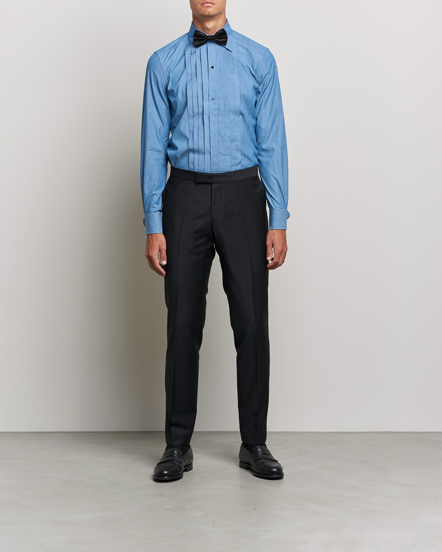 Herr | Skjortor | Stenströms | 1899 Slimline Denim Tuxedo Shirt Blue
