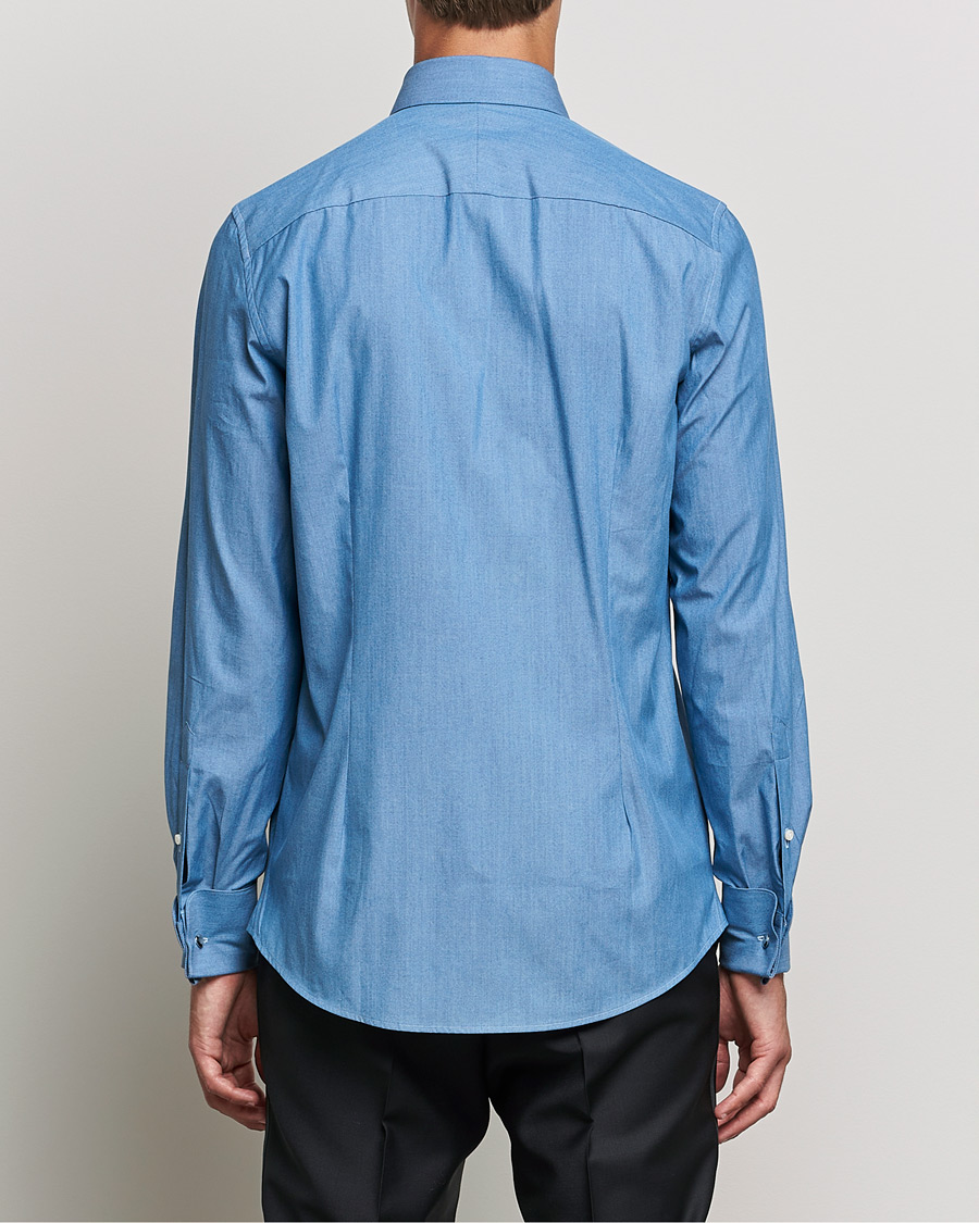 Herr | Skjortor | Stenströms | 1899 Slimline Denim Tuxedo Shirt Blue