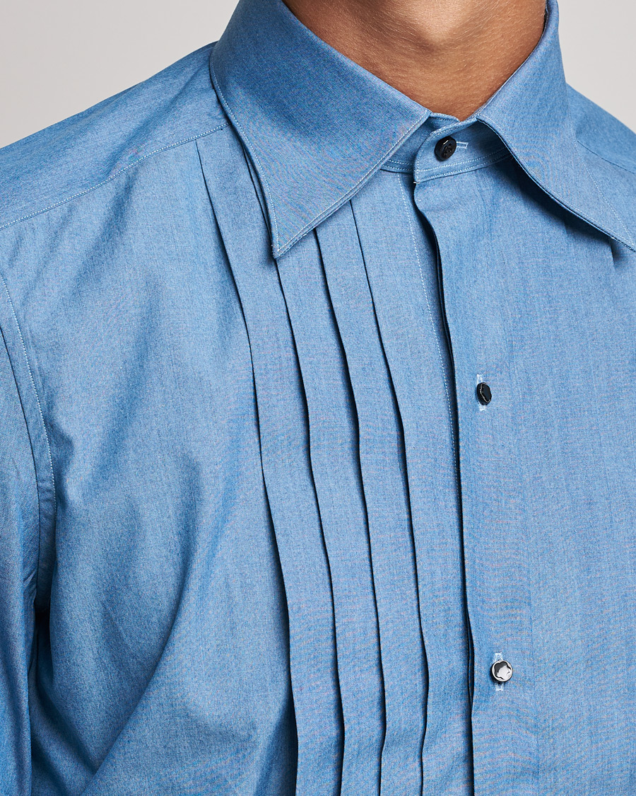 Herr | Skjortor | Stenströms | 1899 Slimline Denim Tuxedo Shirt Blue