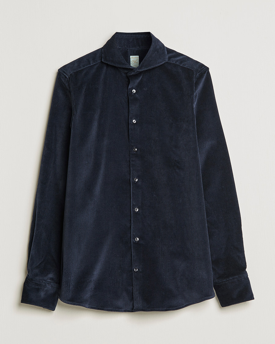 Herr | Skjortor | Stenströms | 1899 Slimline Sea Island Corduroy Shirt Navy