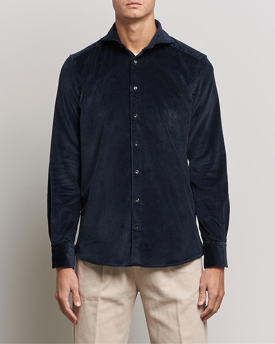 Herr | Skjortor | Stenströms | 1899 Slimline Sea Island Corduroy Shirt Navy