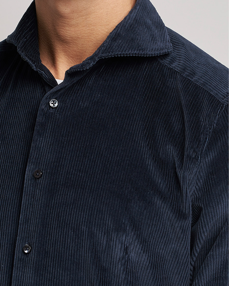 Herr | Skjortor | Stenströms | 1899 Slimline Sea Island Corduroy Shirt Navy