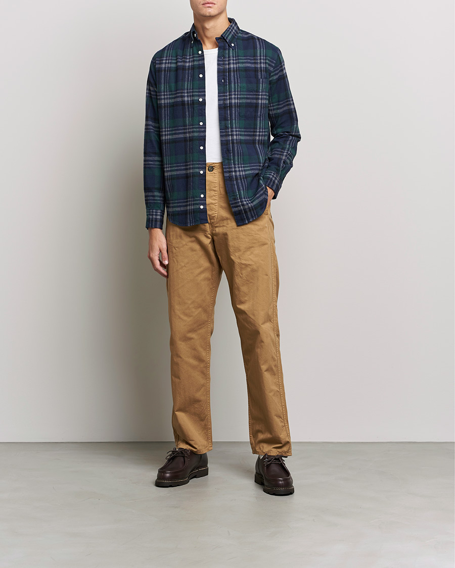 Herr | Skjortor | Gitman Vintage | Button Down Shaggy Flannel Shirt Blackwatch Check