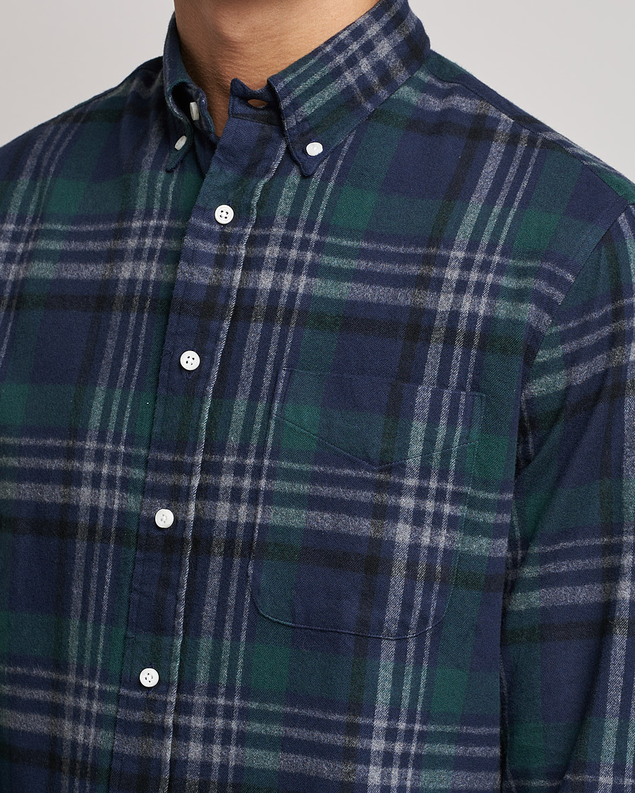 Herr | Skjortor | Gitman Vintage | Button Down Shaggy Flannel Shirt Blackwatch Check