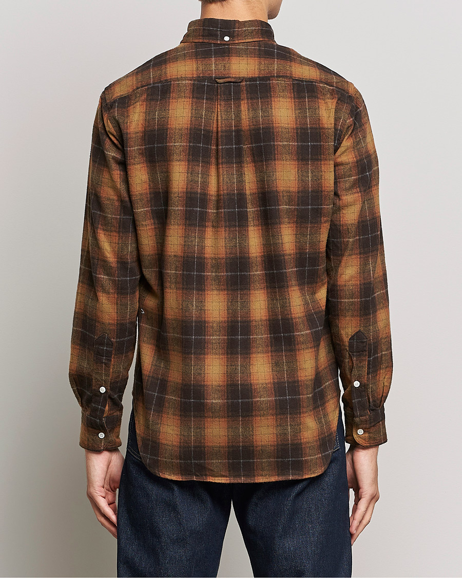 Herr | Skjortor | Gitman Vintage | Button Down Shaggy Flannel Shirt Brown Check