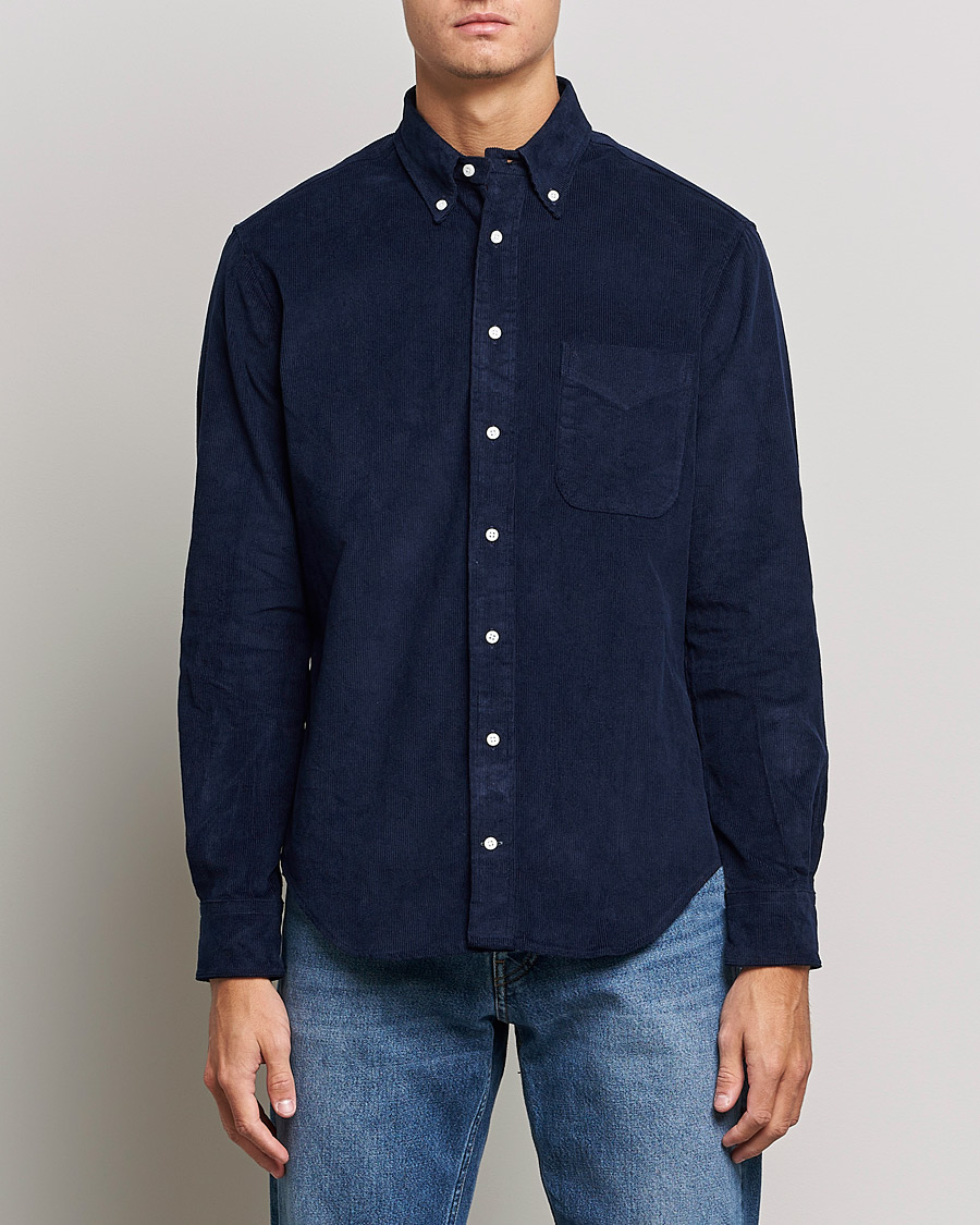 Herr | Manchesterskjortor | Gitman Vintage | Button Down Heavy Corduroy Shirt Navy
