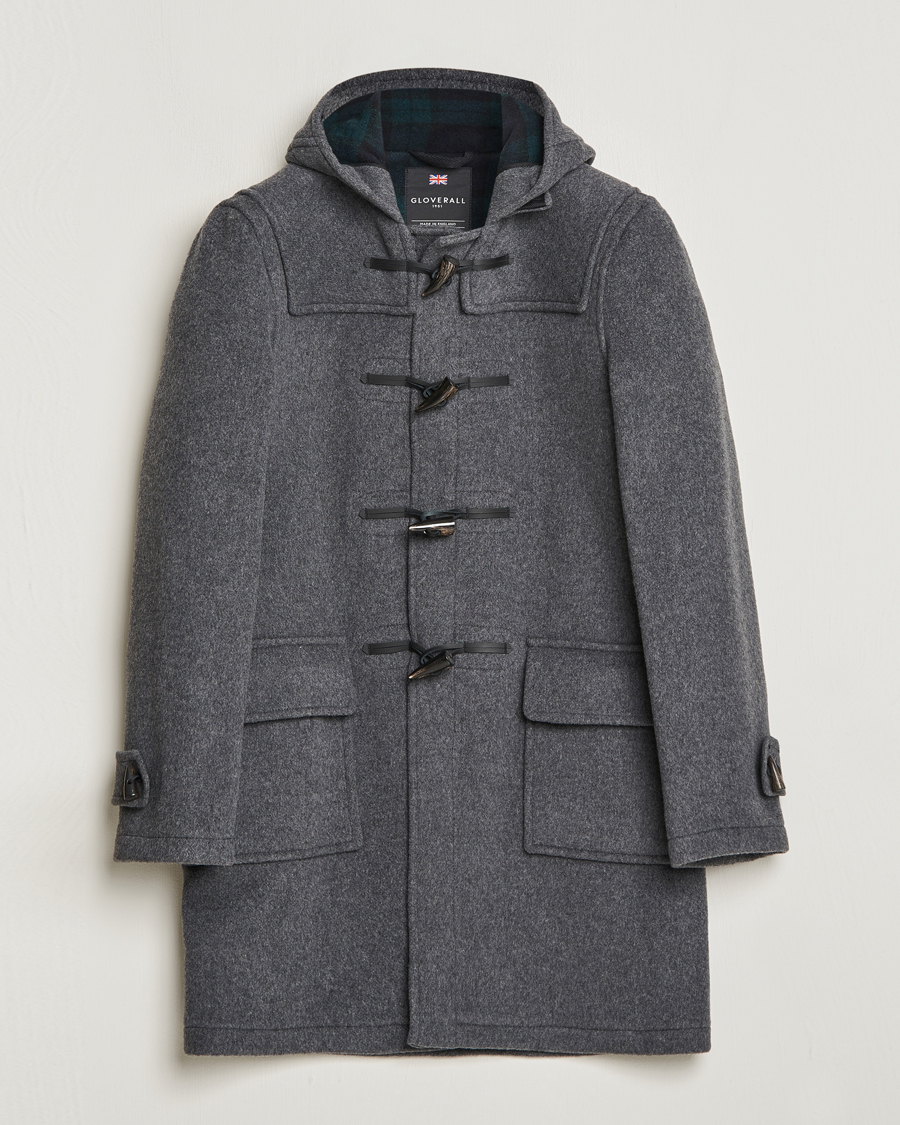 Herr | Jackor | Gloverall | Morris Duffle Coat Grey/Blackwatch